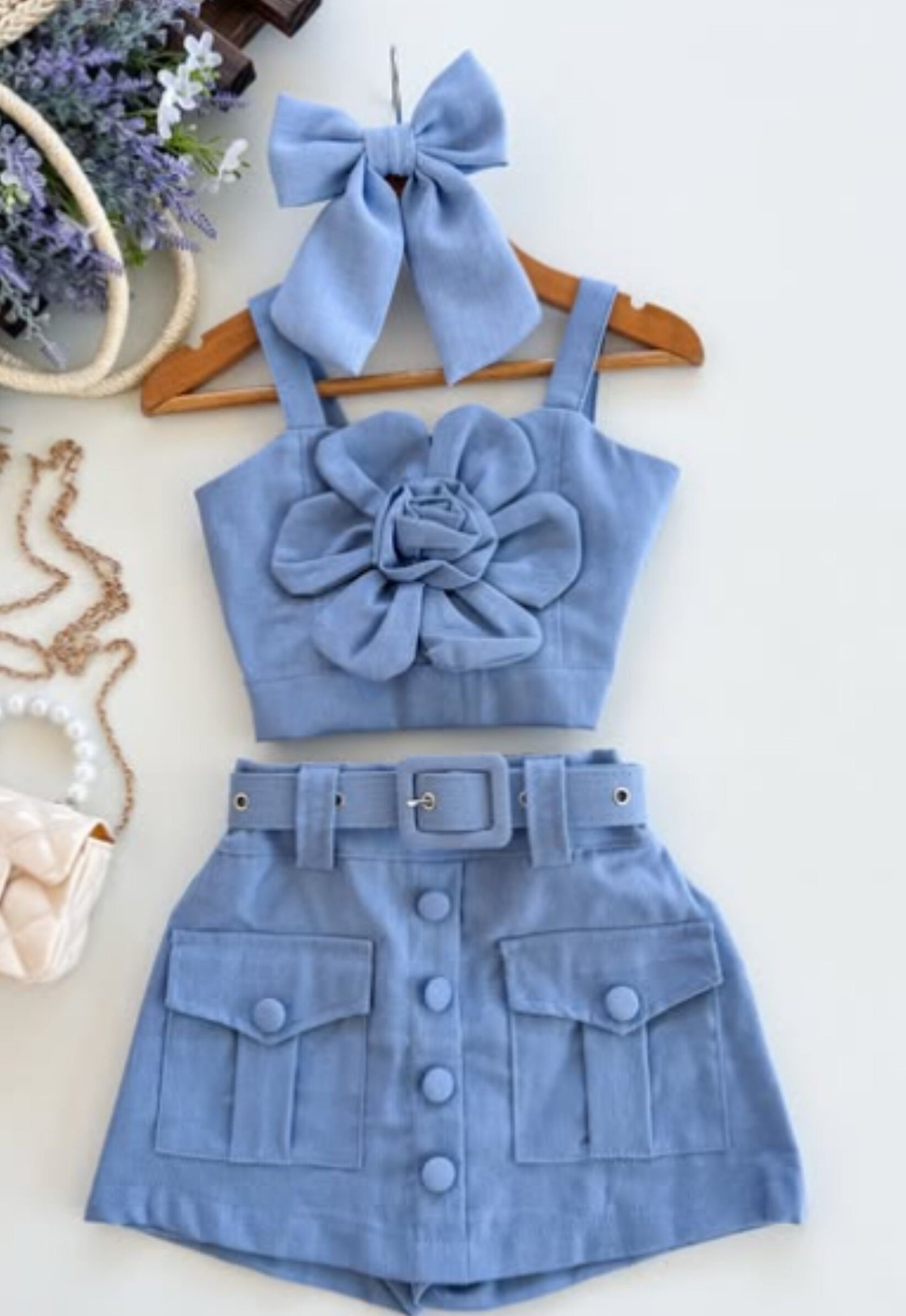 SET FLOR AZUL 3D
